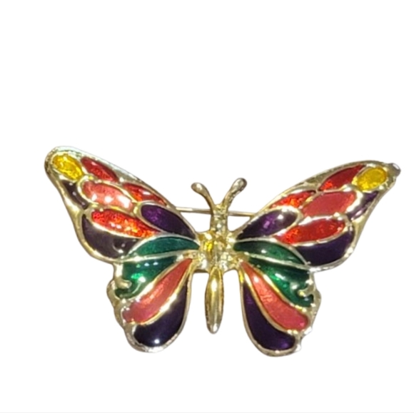 Jewelry - Vintage Multi-Colored Enamel Butterfly Colorful Butterfly Brooch
